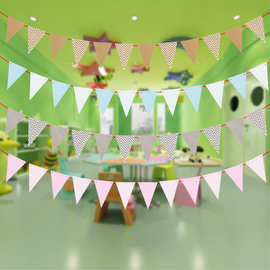 生日布置拉旗儿童周岁生日装饰房间装扮条幅彩旗学校装扮背景吊旗