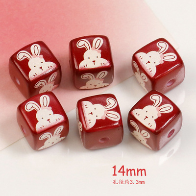 Dulces lindos dibujos animados amor cuadrado cuentas diy cadena de teléfono móvil hecha a mano accesorios de material de pulsera