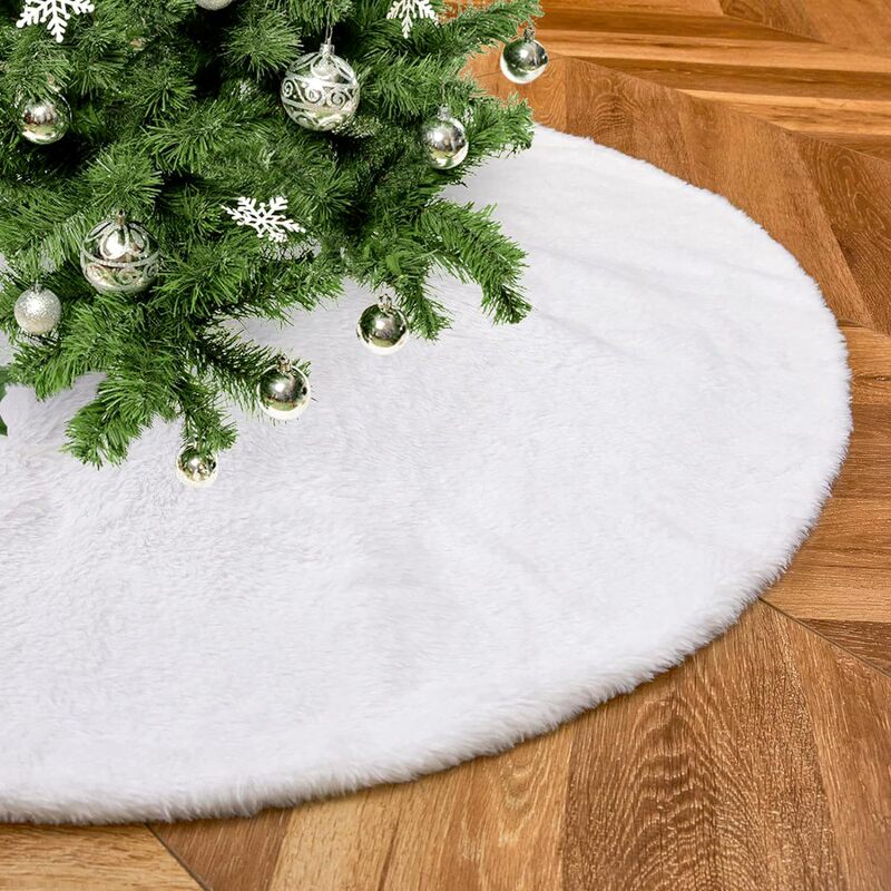 クリスマスクリスマスツリースカート白ぬいぐるみ刺繍ツリースカート真珠光沢のあるスノーフレークスパンコールクリスマスツリースカートクリスマスツリー装飾|undefined