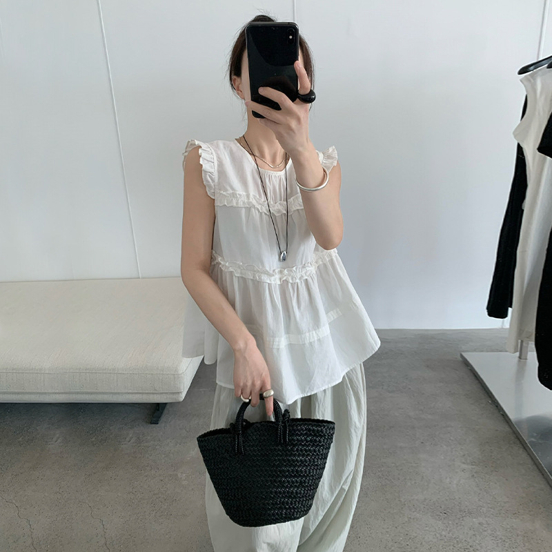 Han Xun Fungus Lace Sleeveless Age-reducing Doll Shirt Women's 2025 Summer New Girly Loose Top 24876