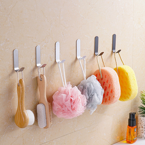 Wholesale stainless steel hooks, no punching, traceless adhesive hooks, single hooks on the wall behind the kitchen bathroom door, wall hanging coat hooks