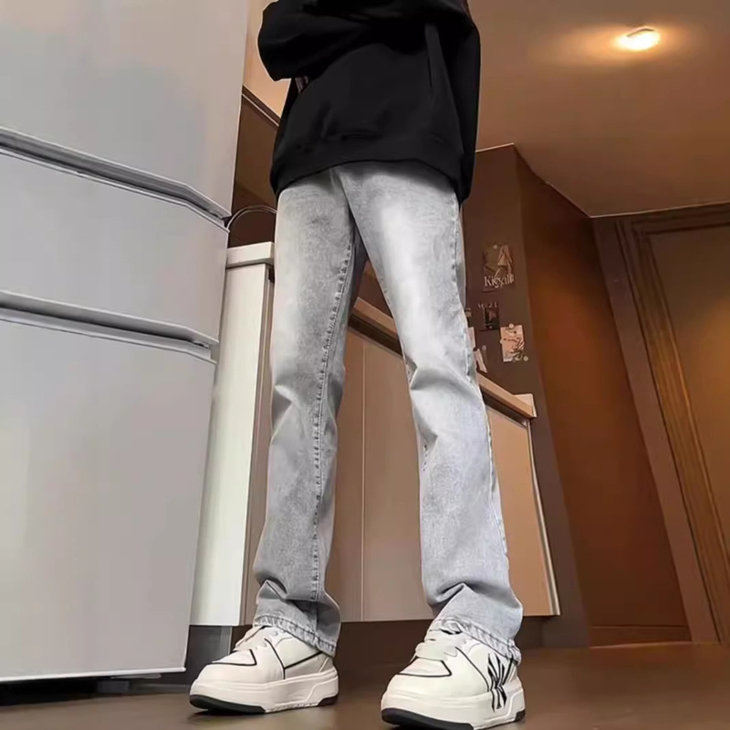 Cement Ash Straight Men's Jeans Spring and Autumn cleanfit Micro-pants Men's Slim-fit Slimming Micro-pants Trendy Cement Ash Straight Men's Jeans Spring and Autumn cleanfit Micro-pants Men's Slim-fit Slimming Micro-pants Trendy