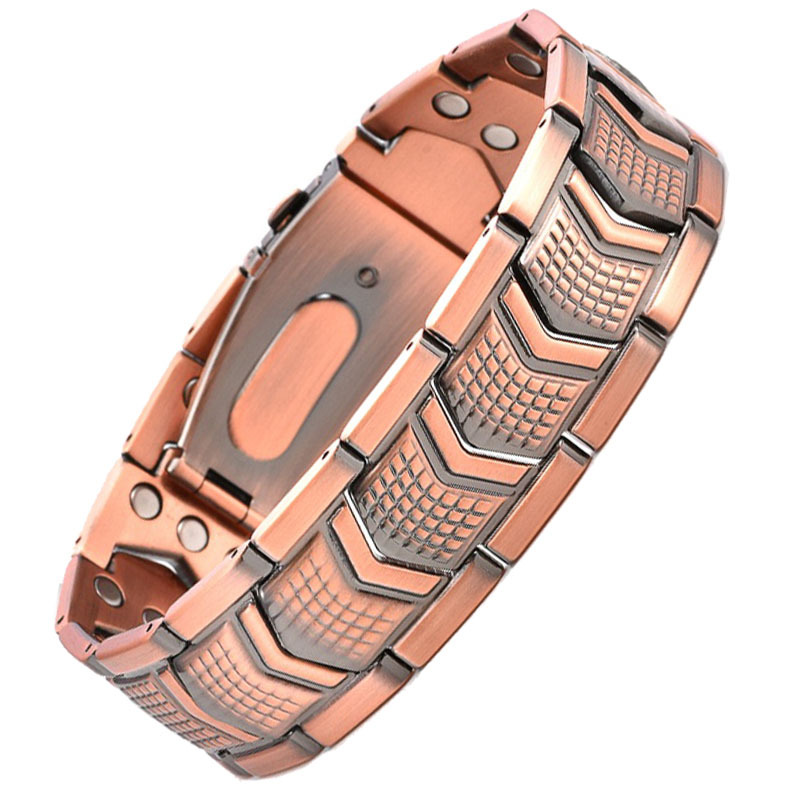 Amazon Cross-Border Jewelry Retro Fashion Magnet Negative Ion Magnetic Therapy Red Copper Bracelet Men's Jewelry Men's Bracelet