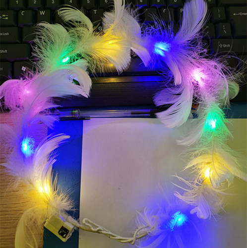New luminous goose feather garland feather angel glitter headdress internet celebrity night market local push scan code small gifts wholesale