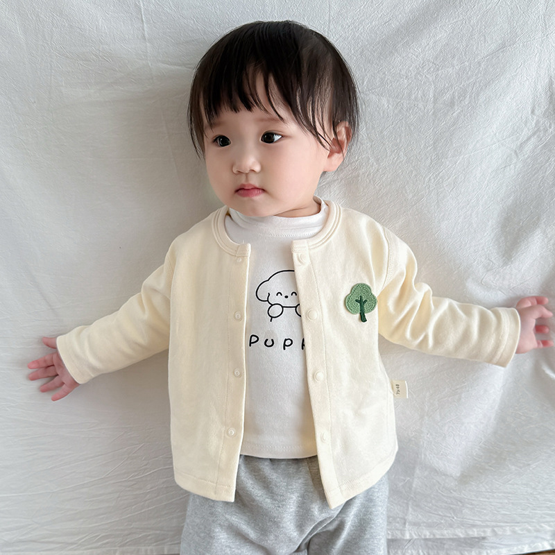 Baby Coat Spring and Autumn Small Month-old Pure Cotton Boneless Baby Boys and Girls Spring Foreign-style Outer Top Cardigan Spring Dress