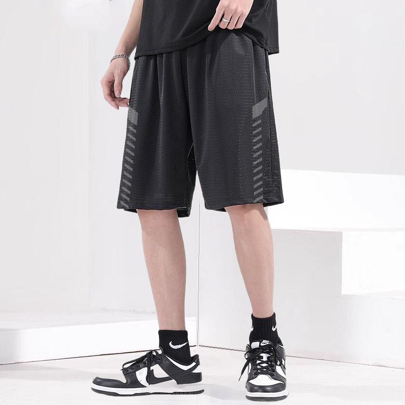 Men's New Ice Silk Shorts, Summer Quick-Dry Mesh Casual Shorts, Simple Versatile Large Size Fitness Sports Shorts