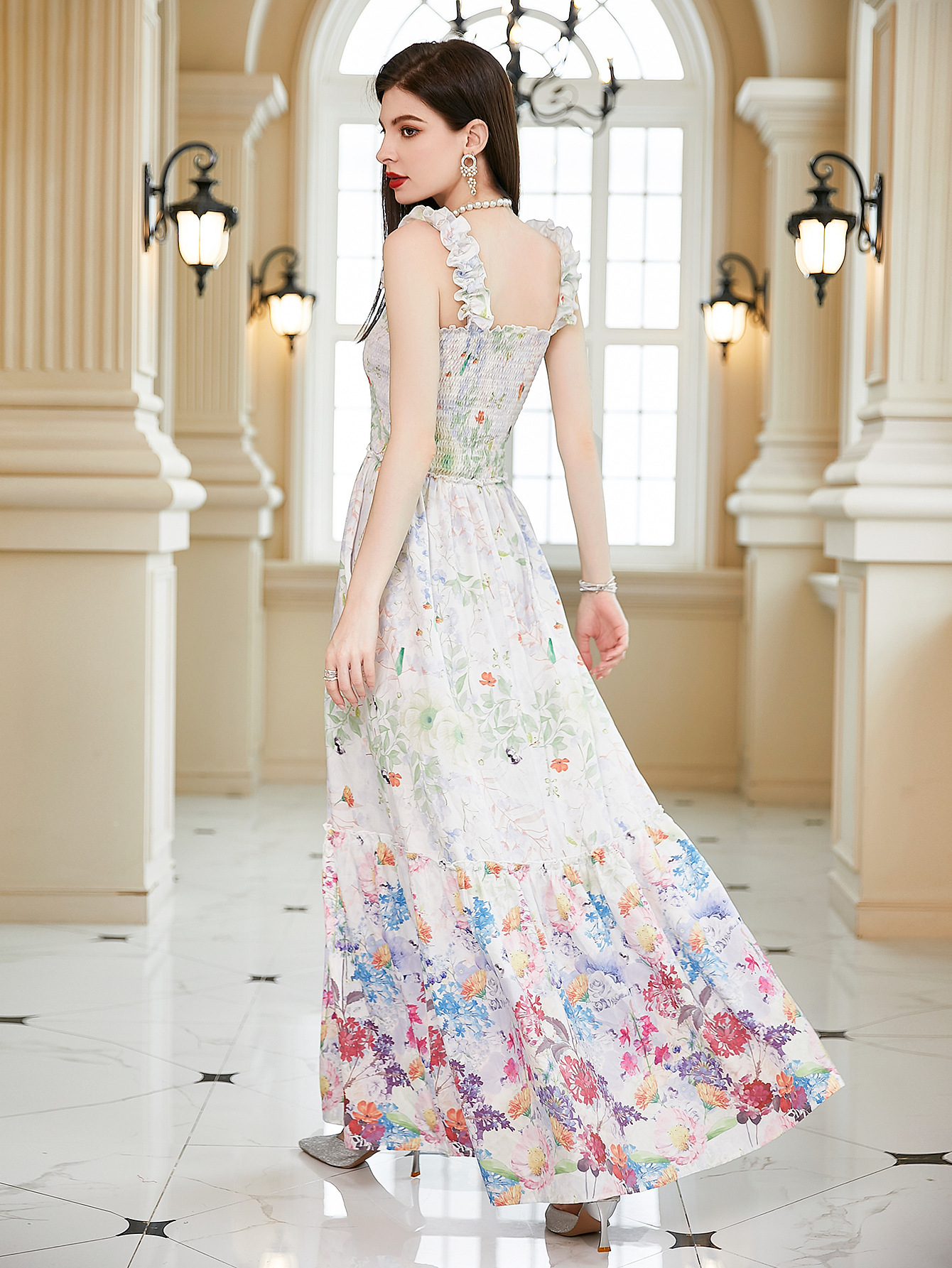 Europa y América primavera y verano transfronterizo Comercio exterior nueva ropa de mujer deseo Amazon Correa impresa vestido floral vestido image 3
