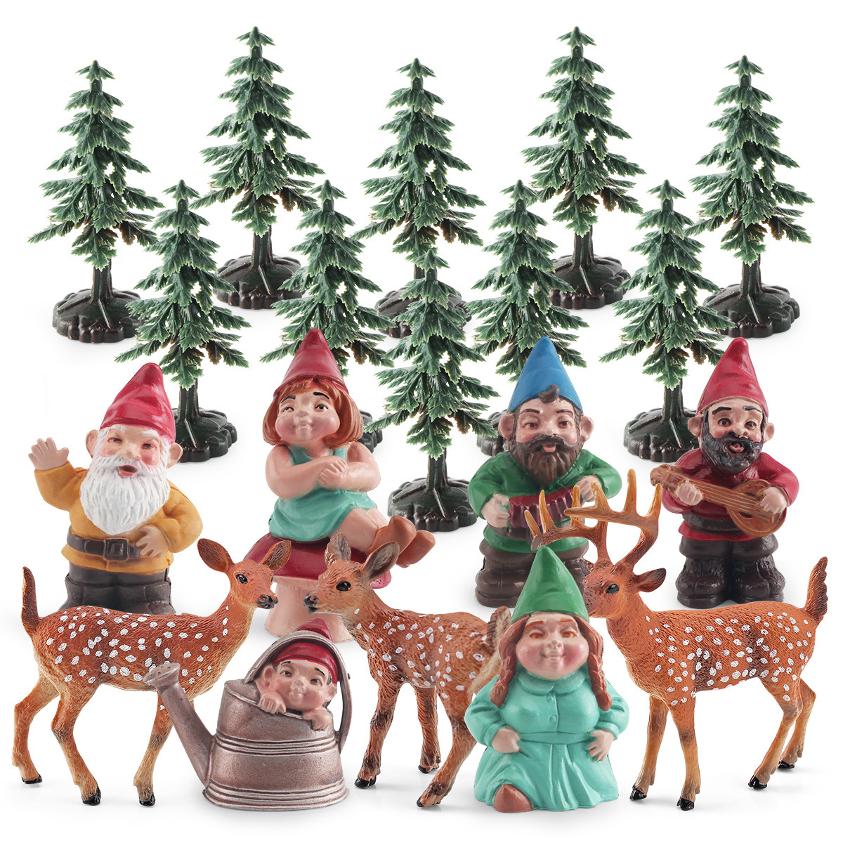 Simulación transfronteriza cola blanca ciervos familia enana árbol de Navidad modelo creativo Navidad escena escritorio adornos estáticos