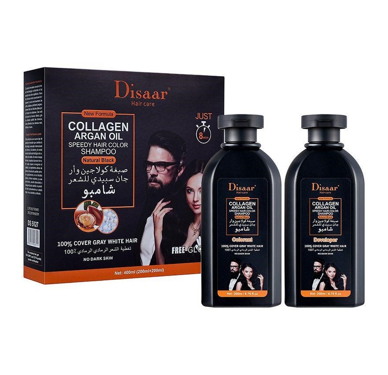 跨境一支黑Balck Hair Dye Shampoo植物染发剂膏梳洗发水染发变黑|undefined