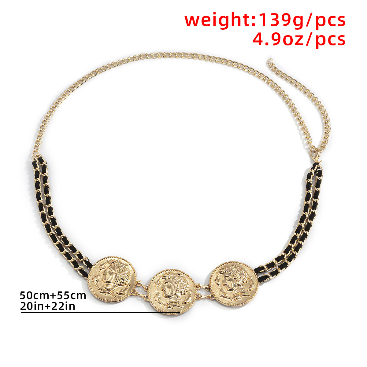 Retro Exaggerated Round Alloy Embossed Portrait Waist Chain display picture 11