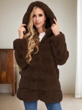 M 74871 Fur Hooded Long Coat ��ɫ��Ƥ�ݴ��� �W���羳