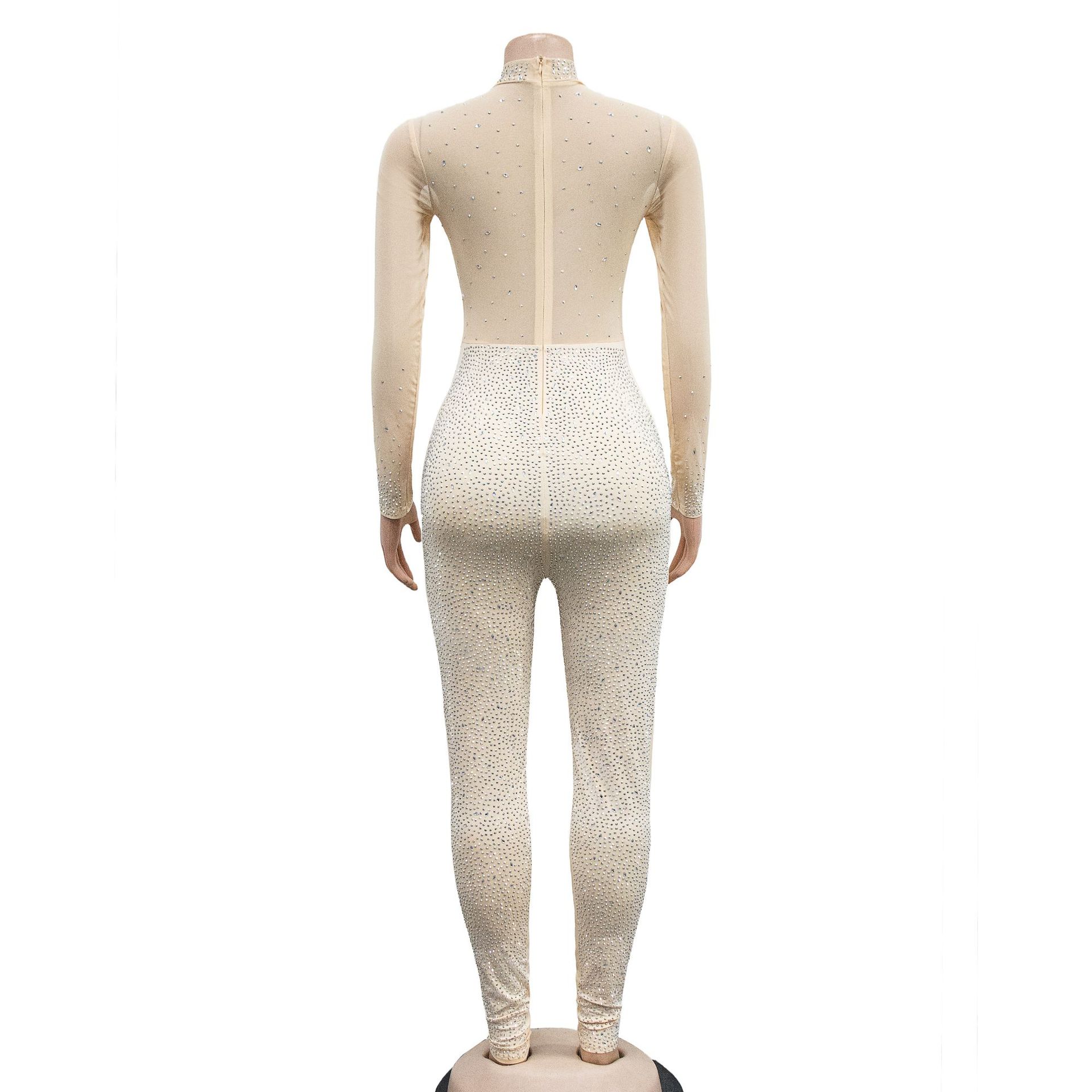 315g Weight Long Sleeve Sleeve Length Ankle-Length Pants Length Spandex, Polyester Fabric Type Mid Waist Waist Line Jumpsuits Pants Type Stretchy Elasticity Bodysuits Tops Type Party, Cocktail Party Occasion Skinny Fit Type Solid Color Pattern Spring, Autumn Season Women's Gender Diamond Design Hip-Hop Style Women's Party Cocktail Party Bodysuits Hip-Hop Solid Color Ankle-Length Diamond Jumpsuits 37