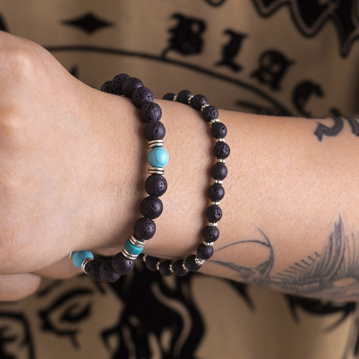 retro turquoise suede design beaded bracelet
