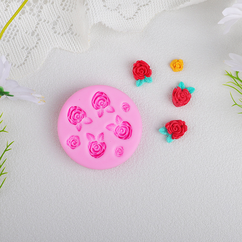 Rosas de hoja de silicona molde de cinta magnética mousse pastel de chocolate aromático decoración accesorios de goteo
