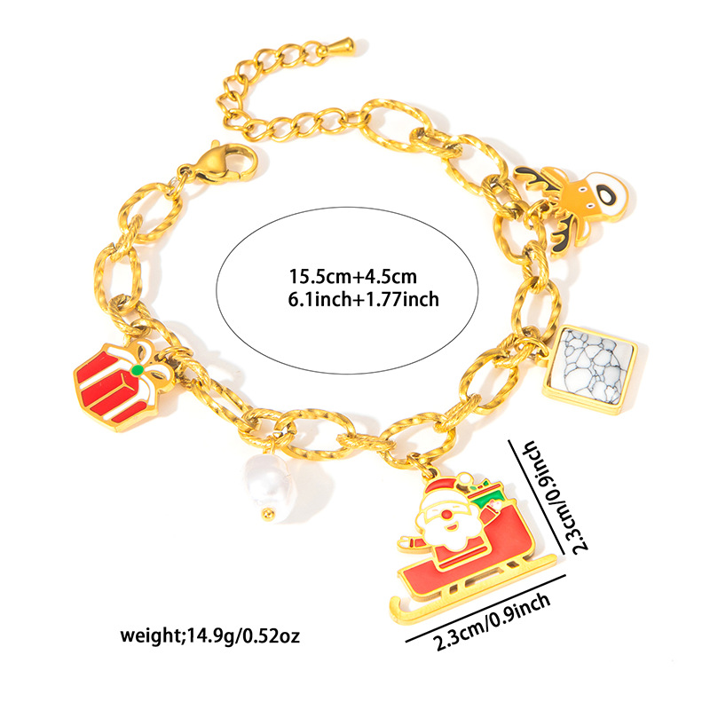 Titanium Steel Pendant Material Bracelets Classification Cute Christmas Tree Santa Claus Elk Titanium Steel Bracelets In Bulk Christmas
