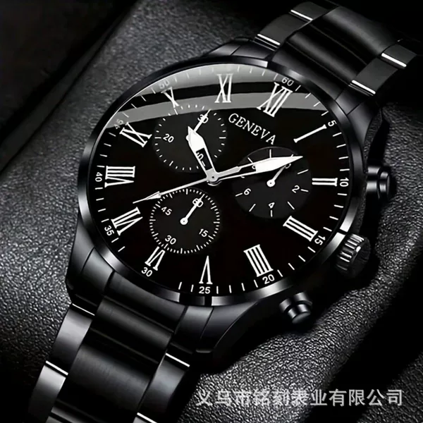 2026 Fashion Men's Steel Band Watch Geneva Three-Eye Business Quartz Watch Trendy Hot-Selling Wholesale Watch