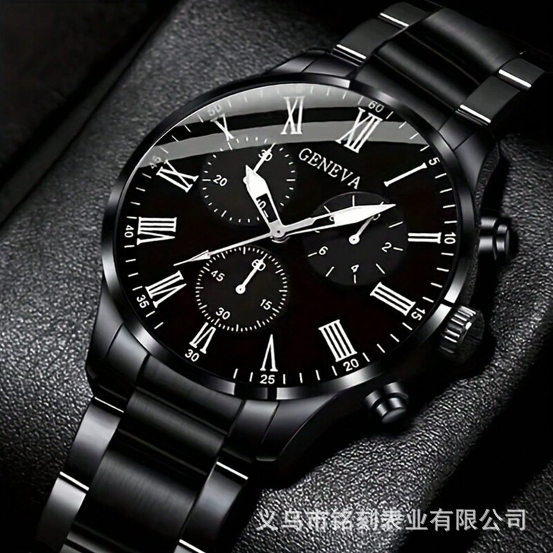 2026 Fashion Men's Steel Band Watch Geneva Three-Eye Business Quartz Watch Trendy Hot-Selling Wholesale Watch 2026 Fashion Men's Steel Band Watch Geneva Three-Eye Business Quartz Watch Trendy Hot-Selling Wholesale Watch