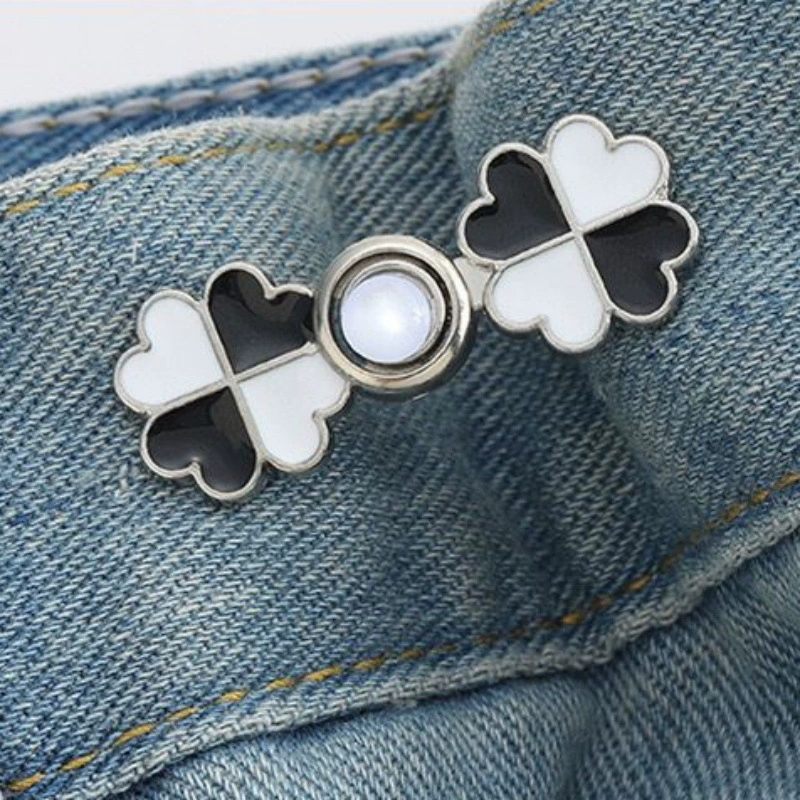 Nail-Free Removable Waist Buckle Pair, Flat-Bottom Seamless Buttons for Pants & Skirts, Assorted Designs