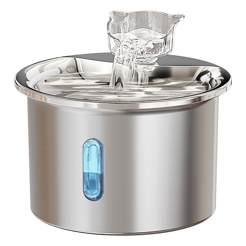Acero inoxidable para mascotas beber agua visible nivel de agua circulante automático fuente de gato beber agua fábrica de productos de mascotas transfronterizos