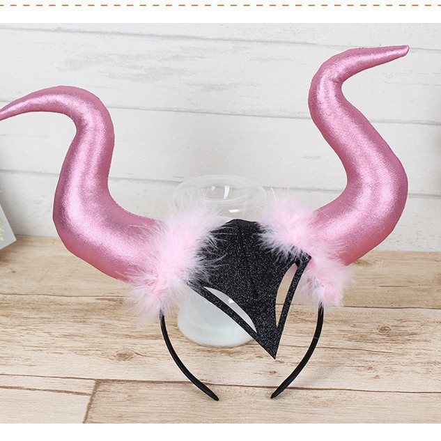 Transfronterizos Halloween demonios corno de toro gran tocado fantasma festival de cabello arnés de decoración tocado maquillaje props de fiesta