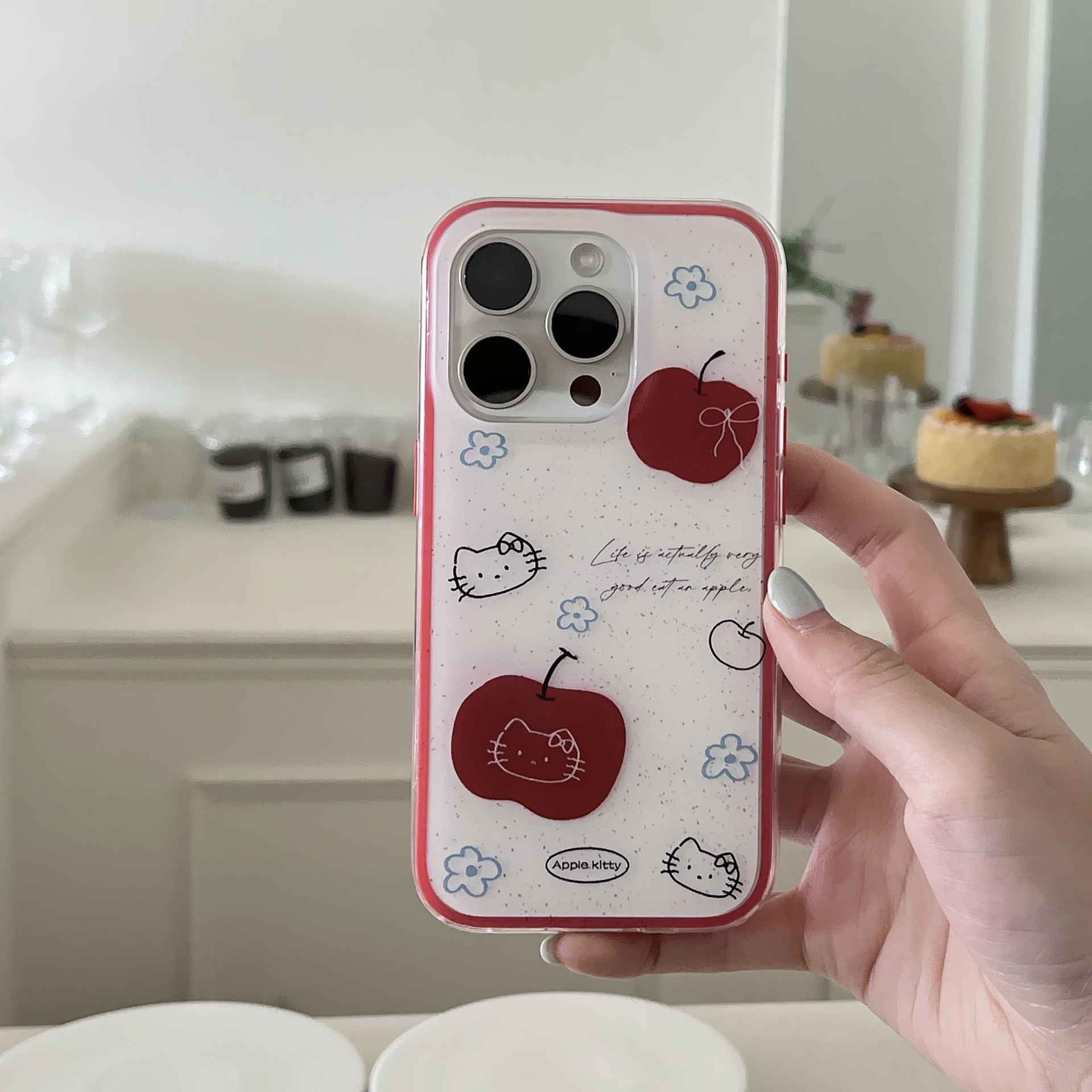 Rayas de dibujos animados coreanos Apple KT cat para Apple 16ProMax funda para teléfono móvil 15/14 dos en uno 15Pro mujer