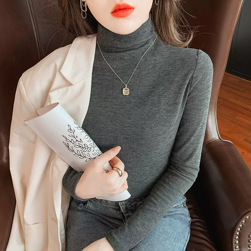 NY8621福利半高领针织衫打底衫毛衣女秋冬内搭新款洋气堆堆领上衣