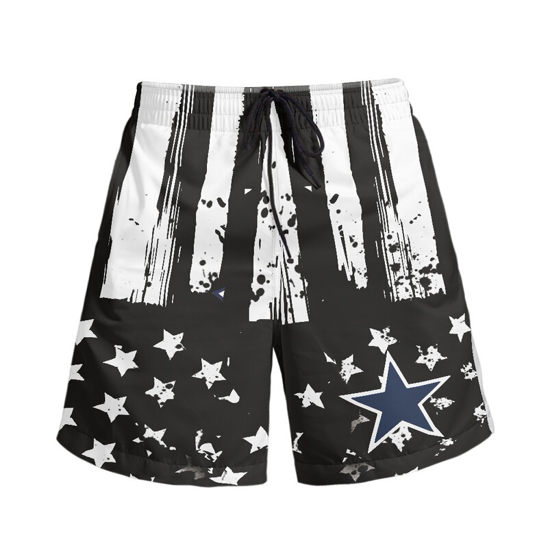NFL Summer Cool Shorts Black and White Striped Stars Beach Pants Chicago Bears Football Team Print Amazon