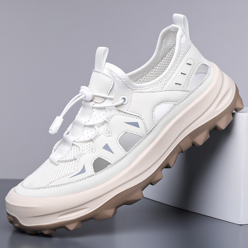 Sandals Men's 2025 New Summer Outdoor Mesh Breathable Men's Soft Sole Non-Slip Wear-Resistant Baotou Cut Out Beach Shoes