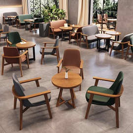 设计师餐椅咖啡厅茶餐厅主题沙发卡座休闲区单人沙发椅汉堡店沙发