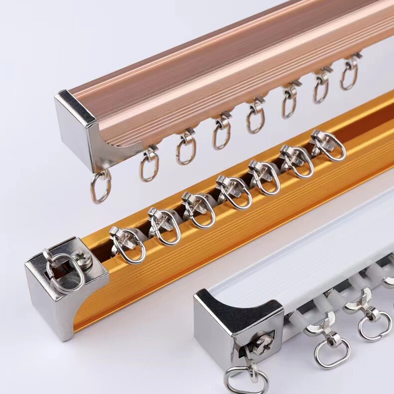 Aluminum Alloy curtain track double track mute top mounted hook type telescopic pulley slide track curtain box curtain rod Aluminum Alloy curtain track double track mute top mounted hook type telescopic pulley slide track curtain box curtain rod