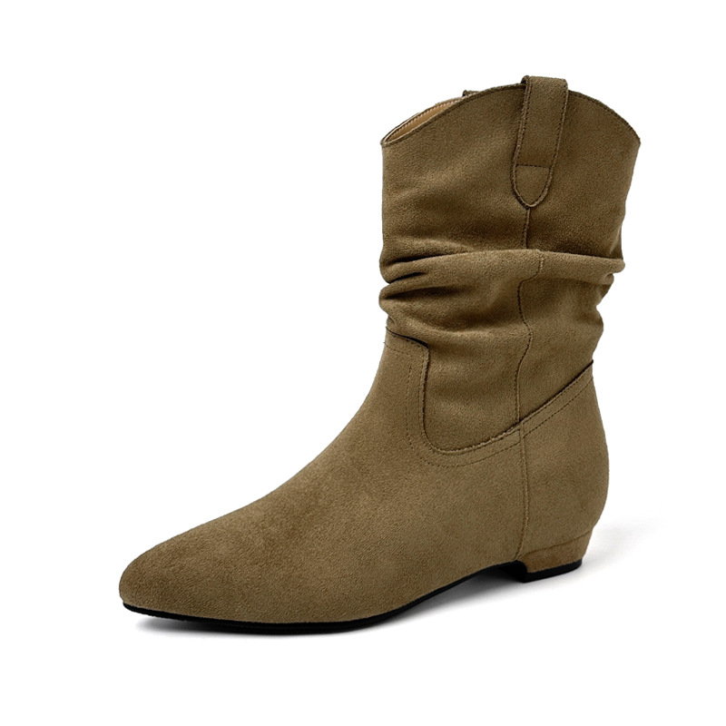 Botines de Tacón Grueso con Punta para Mujer de 6 cm de Terciopelo con Aumento para Otoño e Invierno image 5