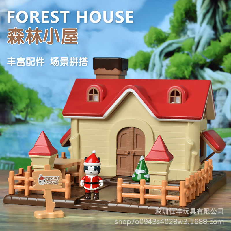 Children's House Forest Family Lighting Villa Animal House Mini Rabbit Doll House Kitchen Assembled Toys