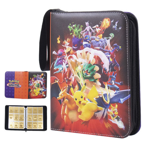 Pokémon card book Pokémon 4 grid 9 grid game card book cartoon PU collection book loose-leaf zipper card bag
