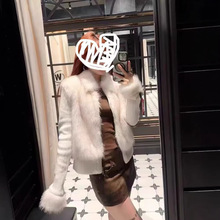 BM风 白色毛毛拼接针织外套女2025新款翻领保暖修身轻奢毛衣外套