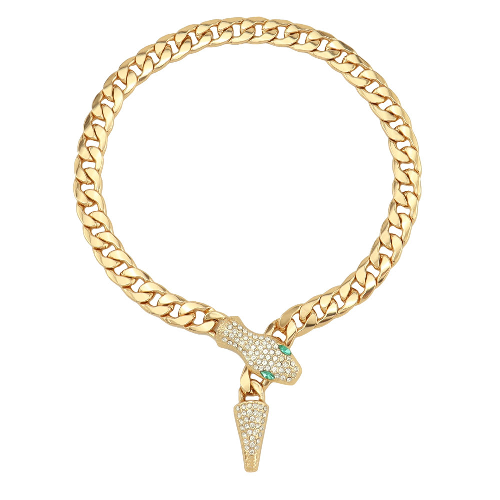 55g Weight Rhinestones Inlay Material Bracelets, Necklace Classification Street Occasion Alloy, Iron Material Snake Pattern Unisex Gender Hip-Hop, Punk Style Hip-Hop Punk Snake Alloy Iron Rhinestones Unisex Bracelets Necklace 4