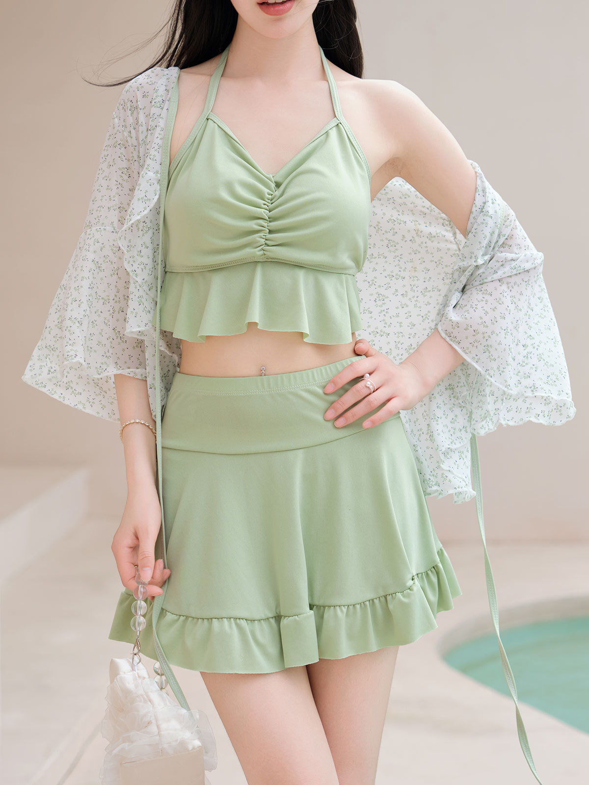 Trajes de baño de spa para mujeres, tres piezas, niñas gordo, camiseta de tamaño grande para cubrir el abdomen, delgada y sexy, 2024 nuevo trajes de baño