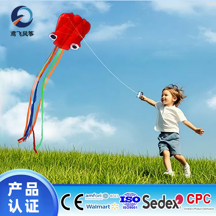 工厂批发儿童风筝kite4米软体章鱼风筝 微风易飞成人风筝户外玩具