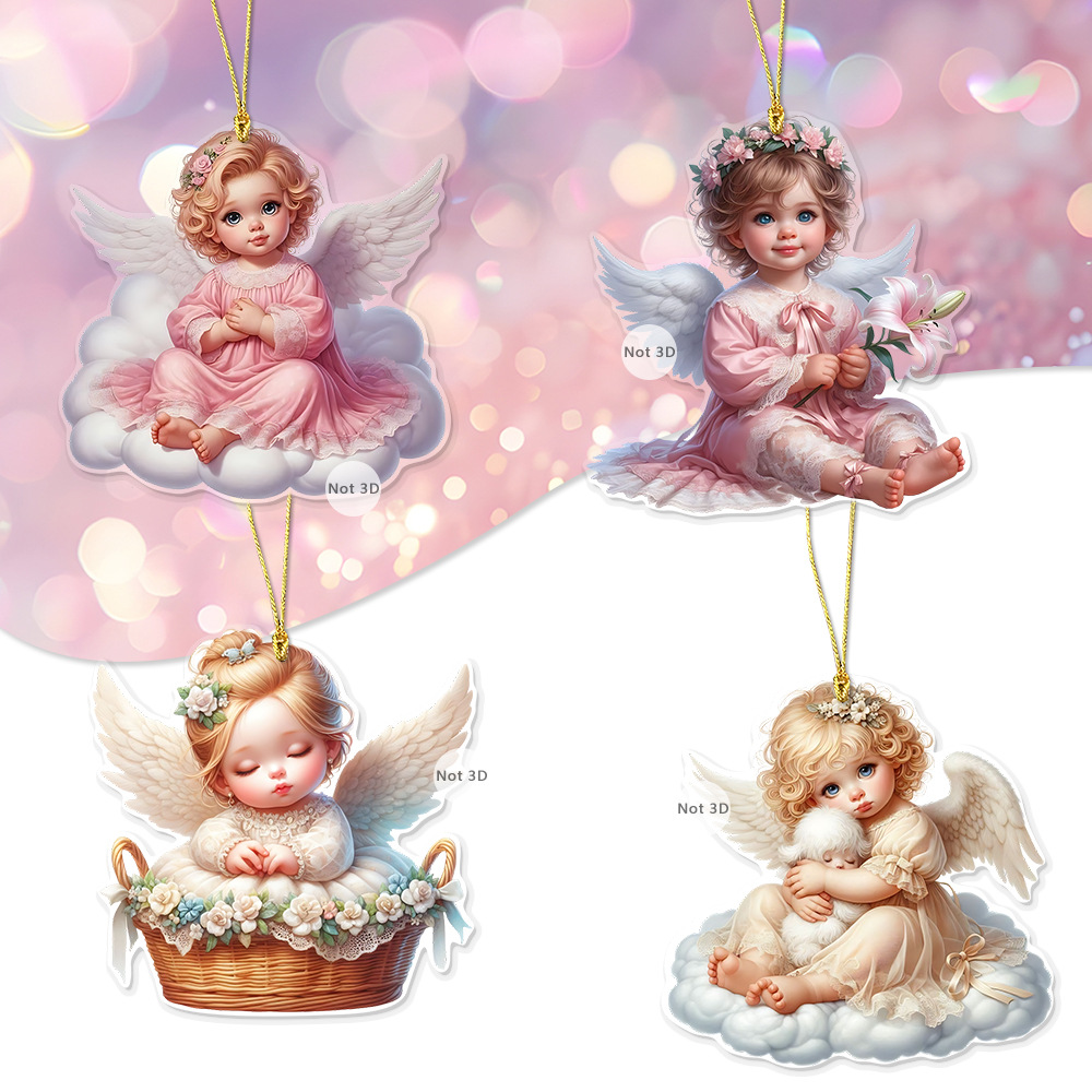 跨境新款装饰小天使女孩亚克力挂件天使创意汽车挂件车载装饰品
