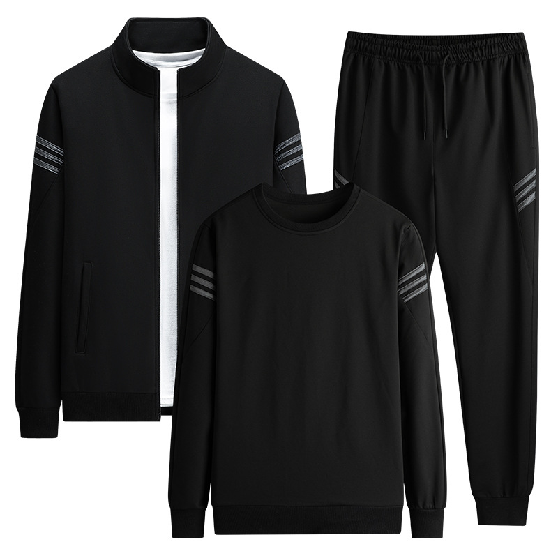 Traje deportivo de tres rayas para hombre, primavera y otoño, sudadera de otoño, conjunto informal de tres piezas de manga larga para correr, talla extra grande. image 8