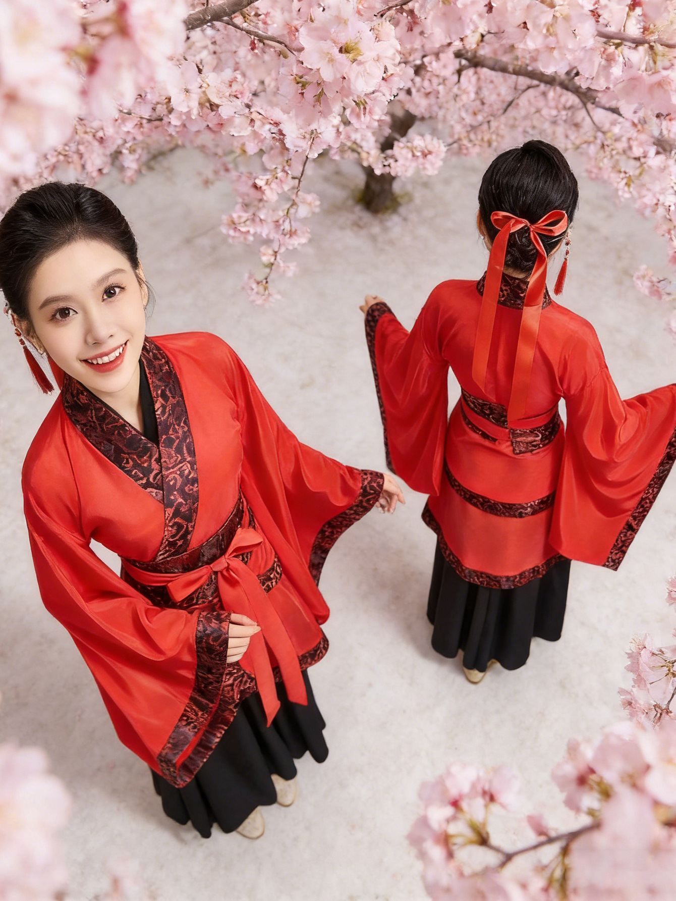 Red Han Dynasty Dance Costume for Women, Wide-Sleeved Quju Hanfu,