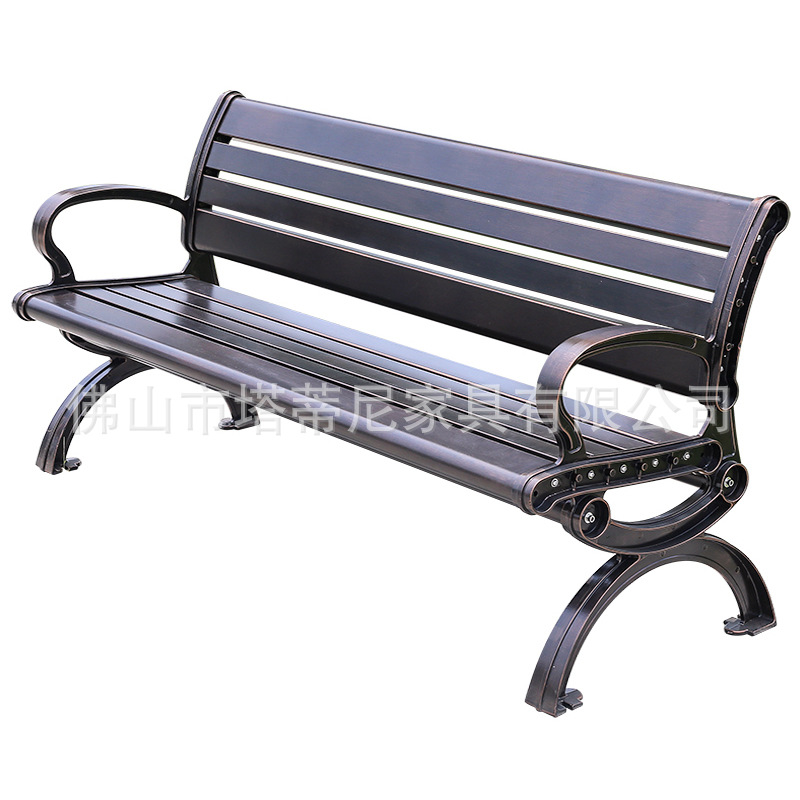 Parque al aire libre Silla de aluminio fundido Banco jardín hierro respaldo de tres personas silla larga comunidad ocio al aire libre taburete largo image 5