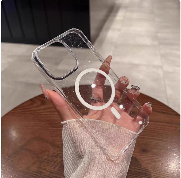 Pc brillo simple y transparente para iPhone16ProMax magnético 15 funda para teléfono móvil 13 Apple 14 hombres y mujeres 16 duro