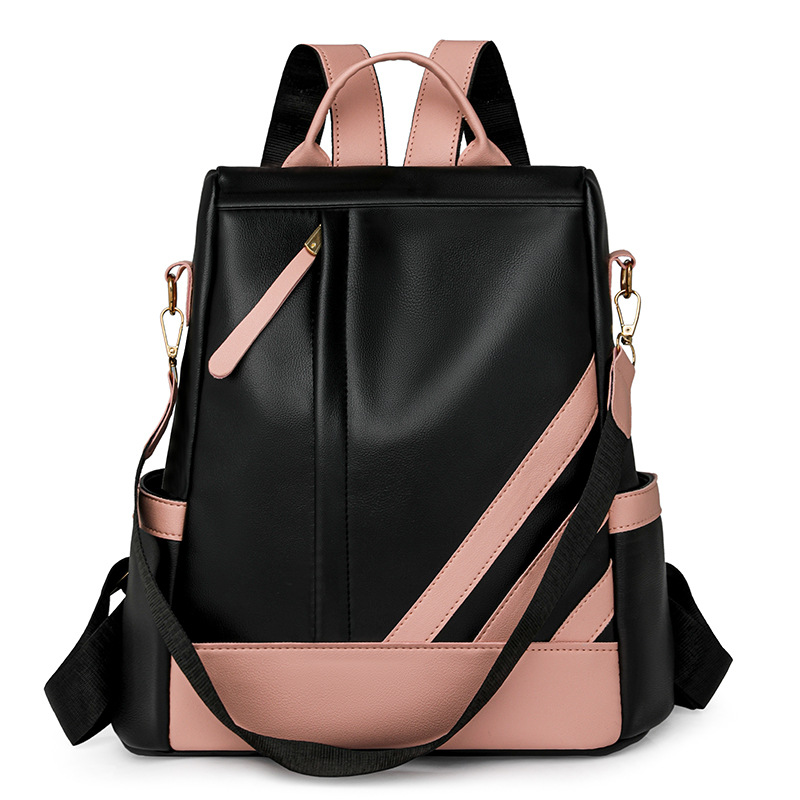 Mochila antirrobo para mujer 2024 nueva moda en contraste color para mujer mochila de cuero suave para desplazamientos urbanos mochila multiusos