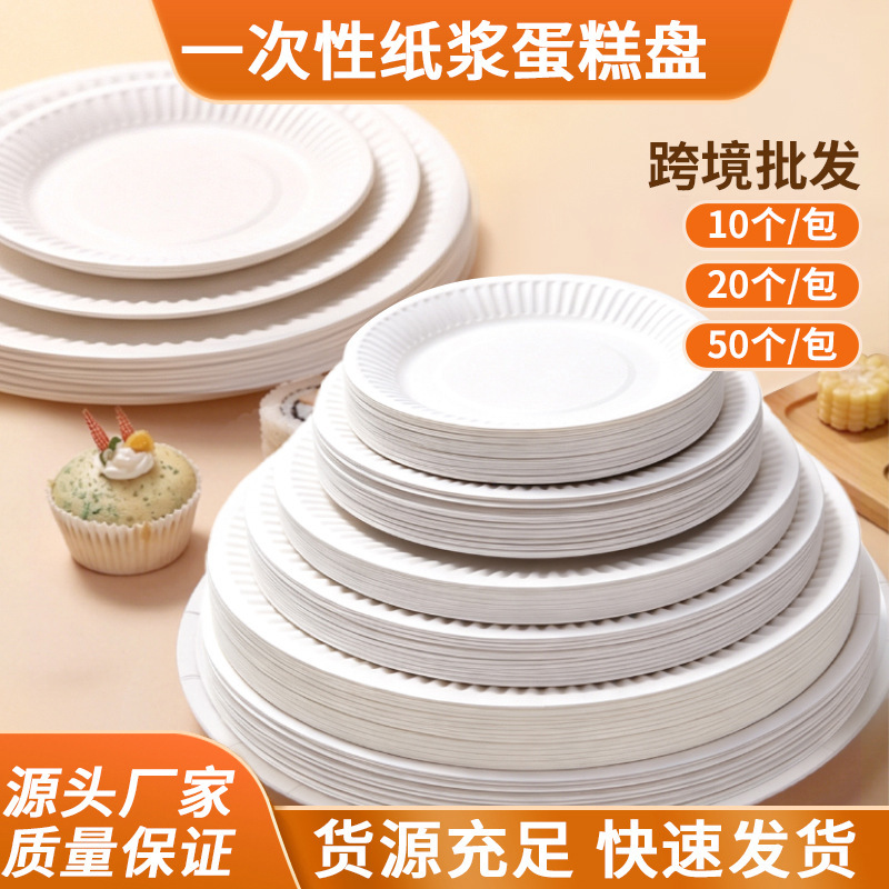 Cross-border Amazon disposable white plates, paper plates, dinner plates, children's painting and DIY, biodegradable, outdoor wholesale