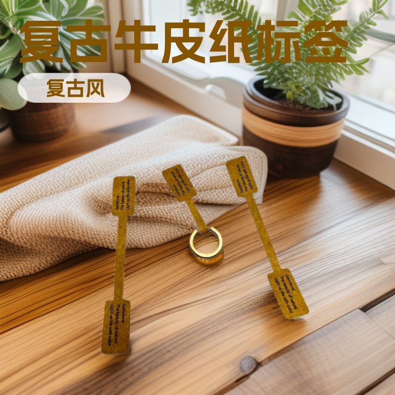 6inch Cardboard Kraft Paper Keychain Packaging Double-Sided Adhesive Self-Adhesive Vintage Labels