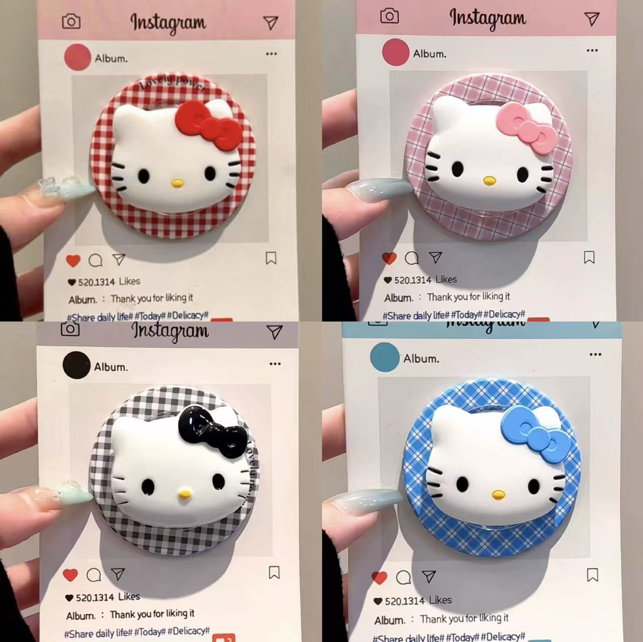 New Plaid Stereo Kitty Avatar Suitable for Magsafe Magnetic Holder Super Strong Adsorption Desktop Air Bag for Women