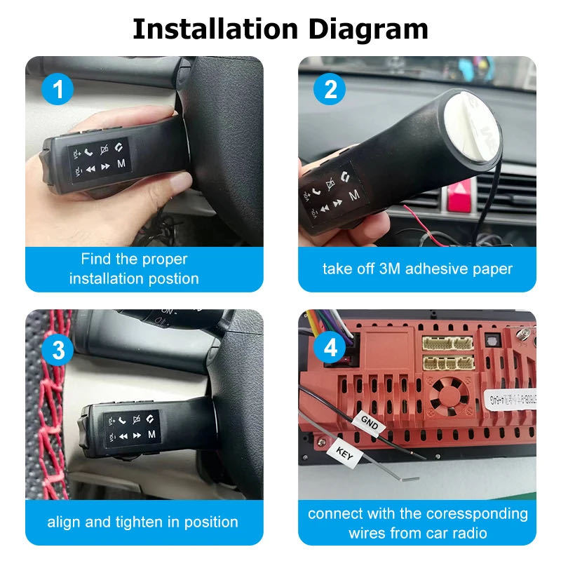 Cross-border new car multi-function steering wheel control button handle Universal square control button Android large screen dedicated