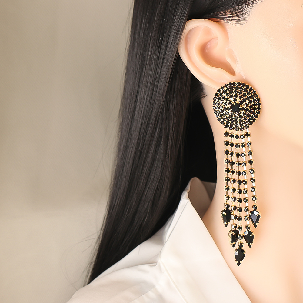 Fashion Diamond Tassel Alloy Earrings Wholesale display picture 22