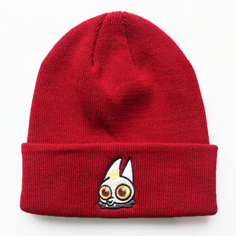 Chapeau tricoté avec broderie de lapin de jeu de dessin animé pour hommes et femmes, chapeau chaud en laine hexagonale pour l'extérieur, automne et hiver, chapeau froid_voghion.com