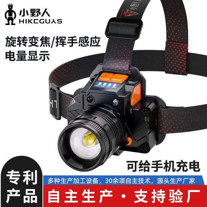 跨境爆款L2感应应急电筒矿灯USB充电野钓远射户外头戴式强光头灯